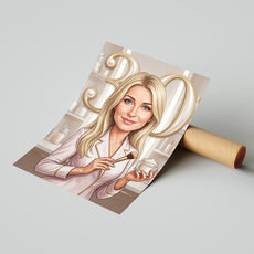 Karykatura kosmetyczka na 30 Urodziny - Personalizowany Prezent mockup 4