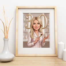 Karykatura kosmetyczka na 30 Urodziny - Personalizowany Prezent mockup 3