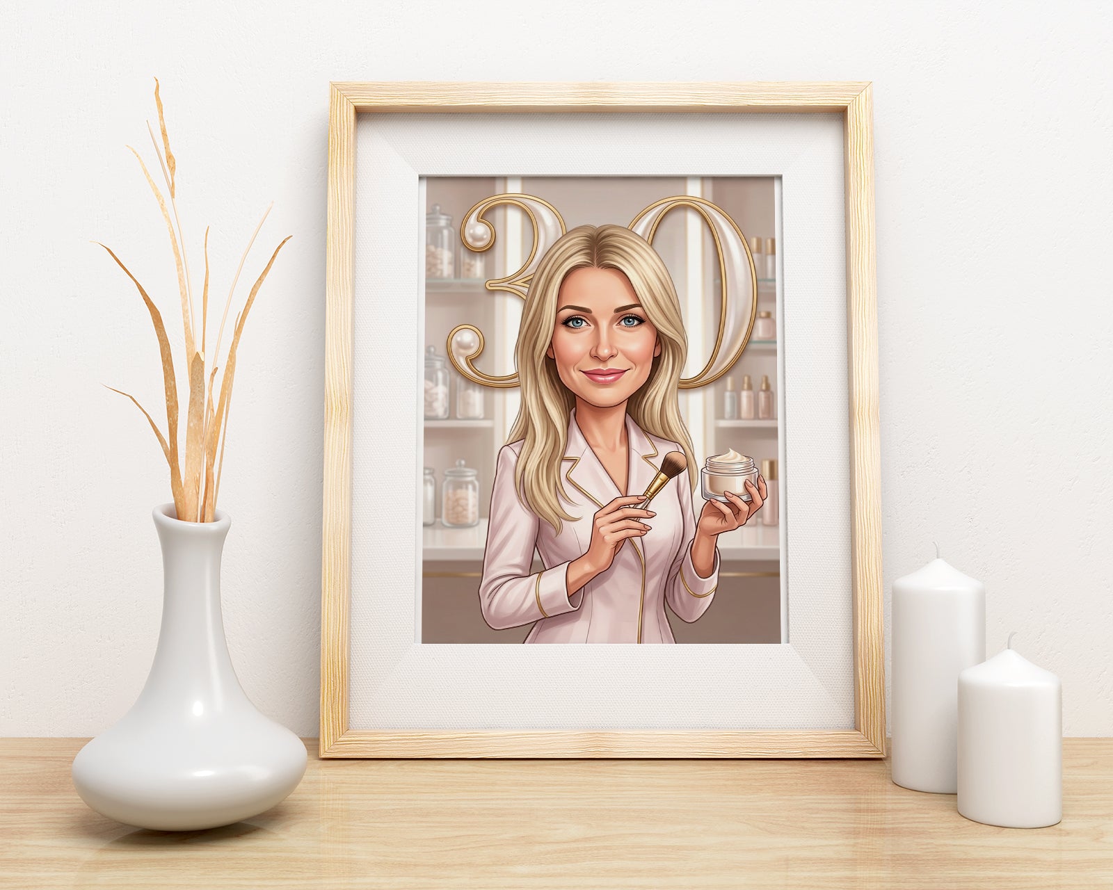 Karykatura kosmetyczka na 30 Urodziny - Personalizowany Prezent mockup 3