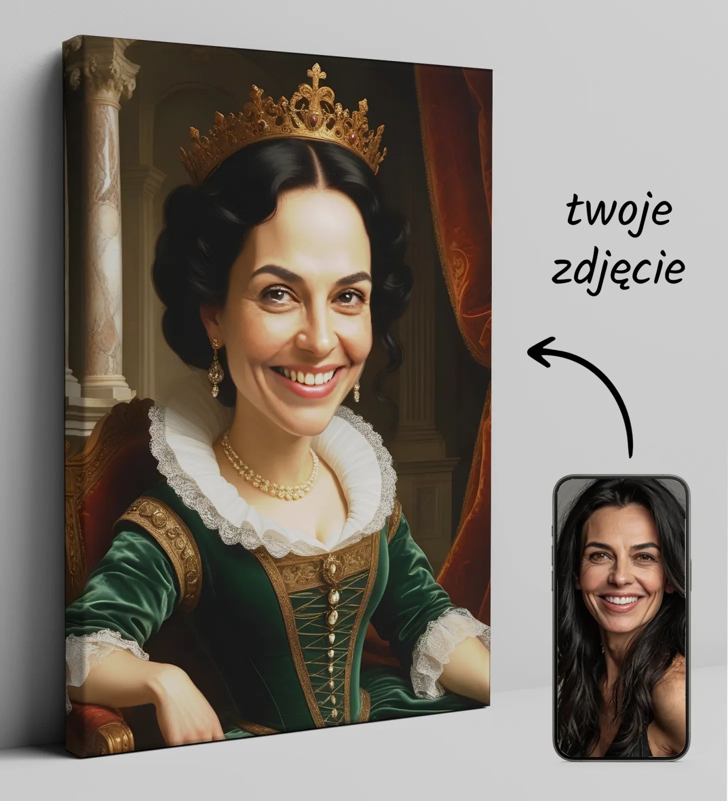 Personalizowany portret królewski na płótnie Karykatura królowej