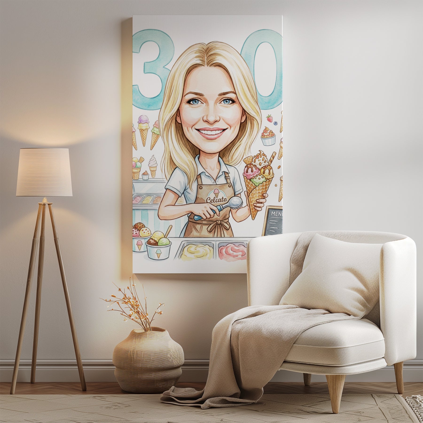 Karykatura lodziarka na 30 Urodziny - Personalizowany Prezent mockup 2