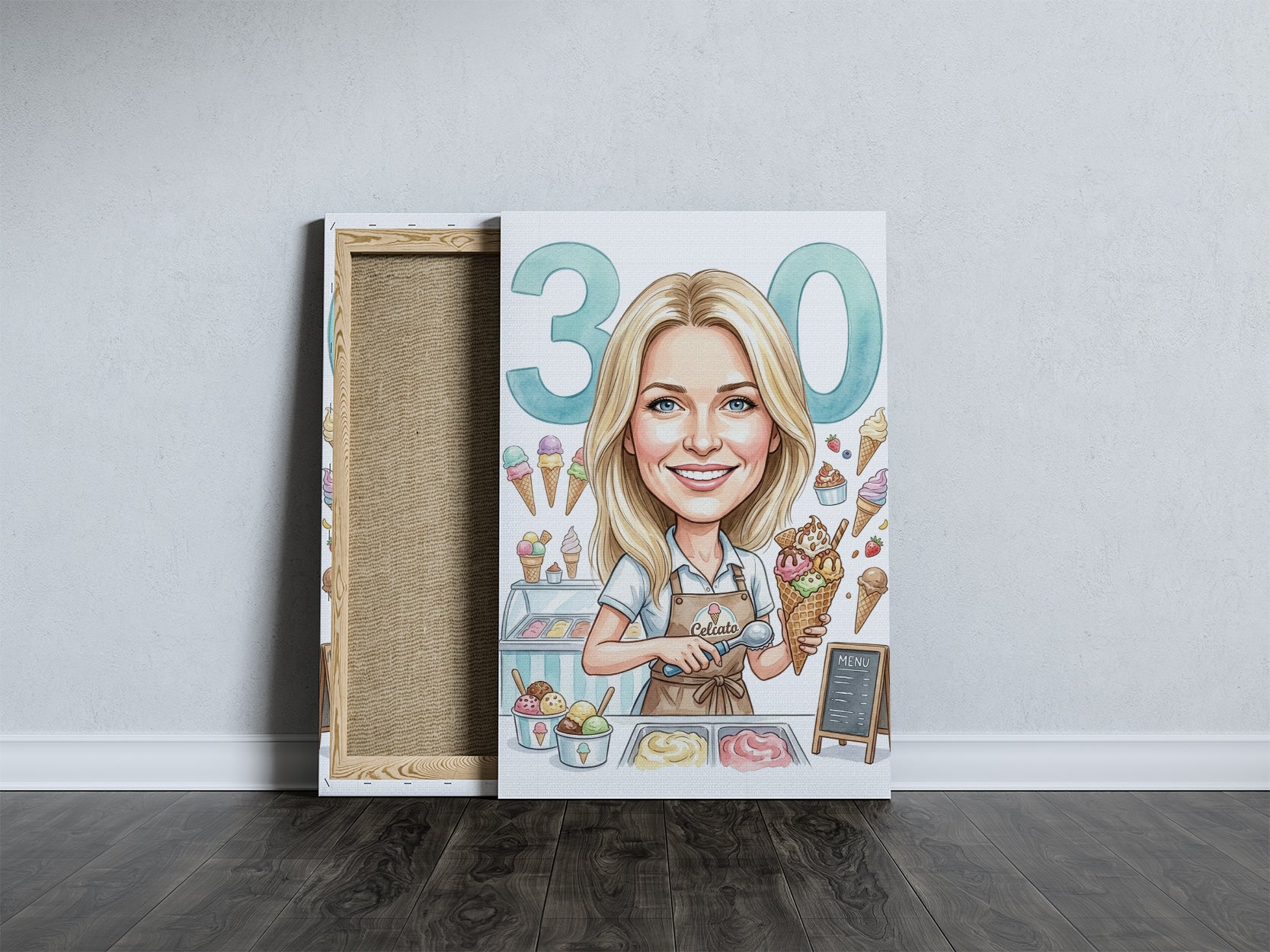 Karykatura lodziarka na 30 Urodziny - Personalizowany Prezent mockup 5
