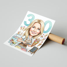 Karykatura lodziarka na 30 Urodziny - Personalizowany Prezent mockup 4