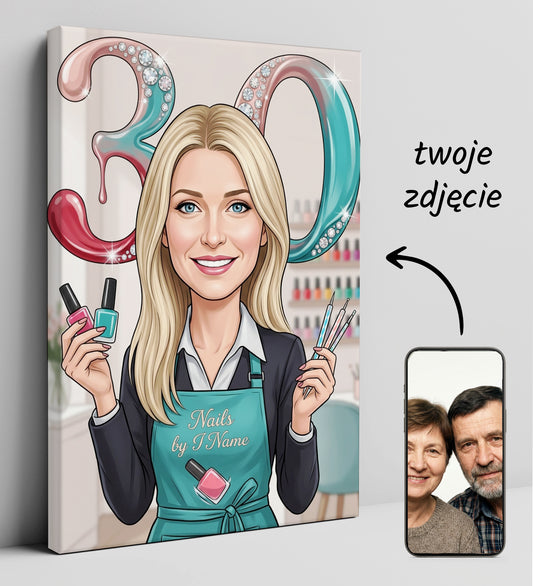 Karykatura manicurzystka na 30 Urodziny - Personalizowany Prezent glowne