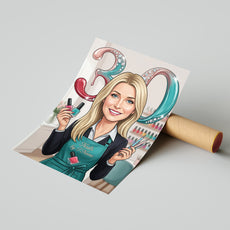 Karykatura manicurzystka na 30 Urodziny - Personalizowany Prezent mockup 4