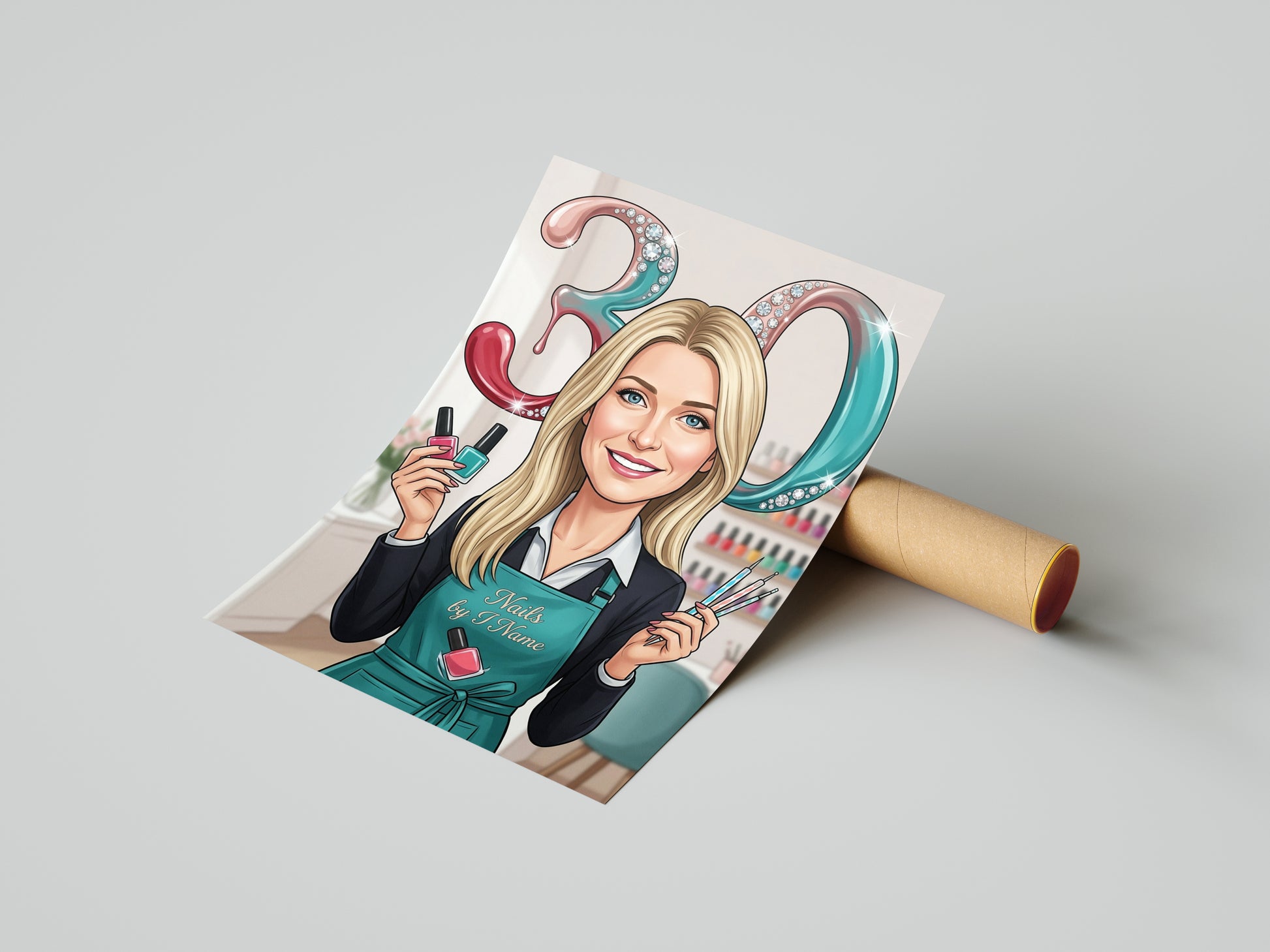 Karykatura manicurzystka na 30 Urodziny - Personalizowany Prezent mockup 4