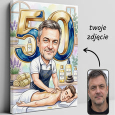 Karykatura masażysty na 50 urodziny ze zdjęcia glowne
