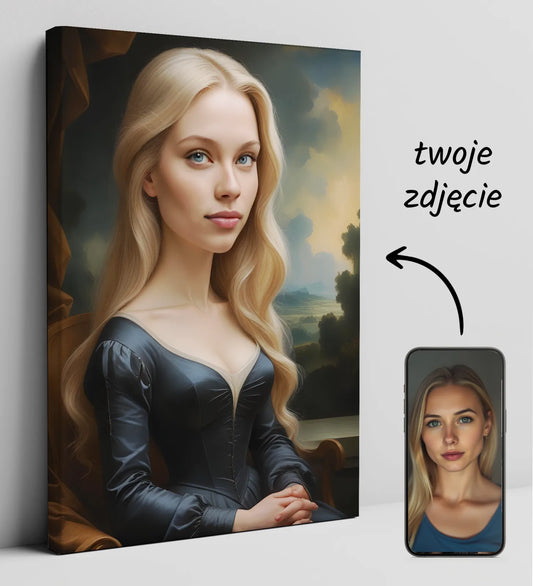 Personalizowane płótno portretowe Karykatura Mona Lisa w unikalnym stylu