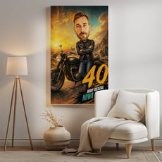 Karykatura motocyklisty na 40 urodziny – personalizowany prezent mockup 2