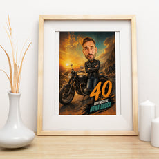 Karykatura motocyklisty na 40 urodziny – personalizowany prezent mockup 3