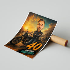 Karykatura motocyklisty na 40 urodziny – personalizowany prezent mockup 4