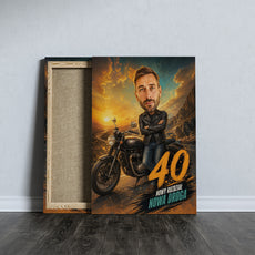 Karykatura motocyklisty na 40 urodziny – personalizowany prezent mockup 5