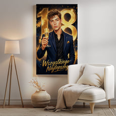 Karykatura na 18 urodziny z kieliszkiem – personalizowany prezent mockup 2