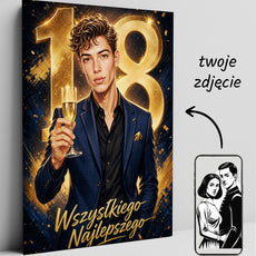 Karykatura na 18 urodziny z kieliszkiem – personalizowany prezent glowne