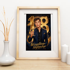 Karykatura na 18 urodziny z kieliszkiem – personalizowany prezent mockup 3