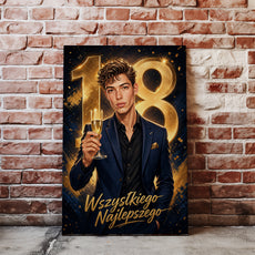 Karykatura na 18 urodziny z kieliszkiem – personalizowany prezent mockup 1
