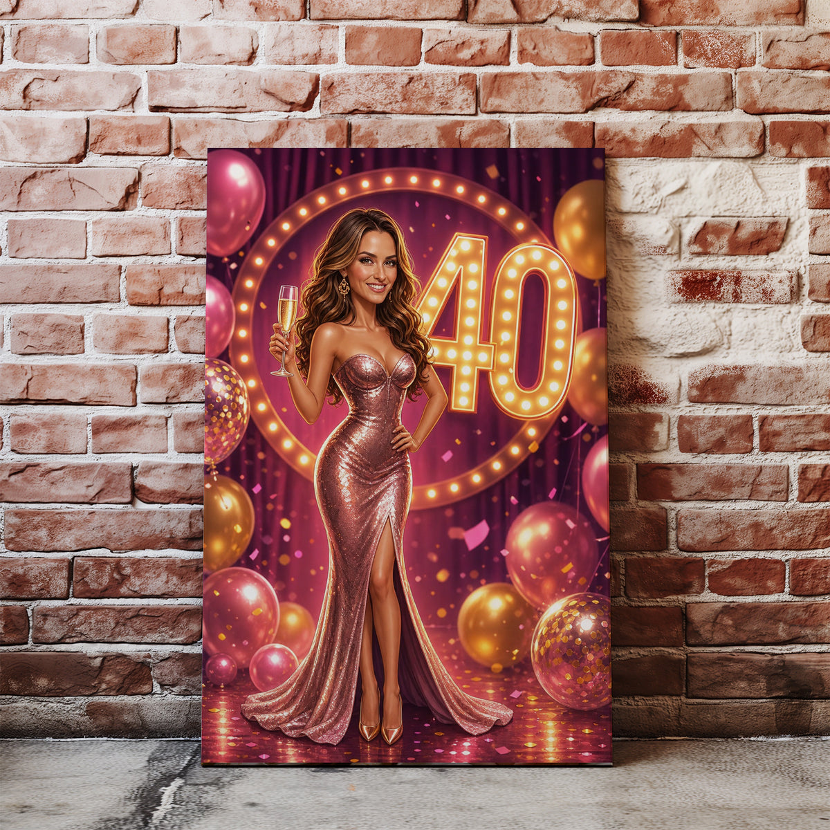 Karykatura na 40. urodziny dla kobiety – glamour ze zdjęcia mockup 1