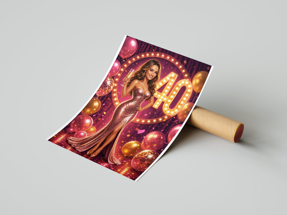 Karykatura na 40. urodziny dla kobiety – glamour ze zdjęcia mockup 4