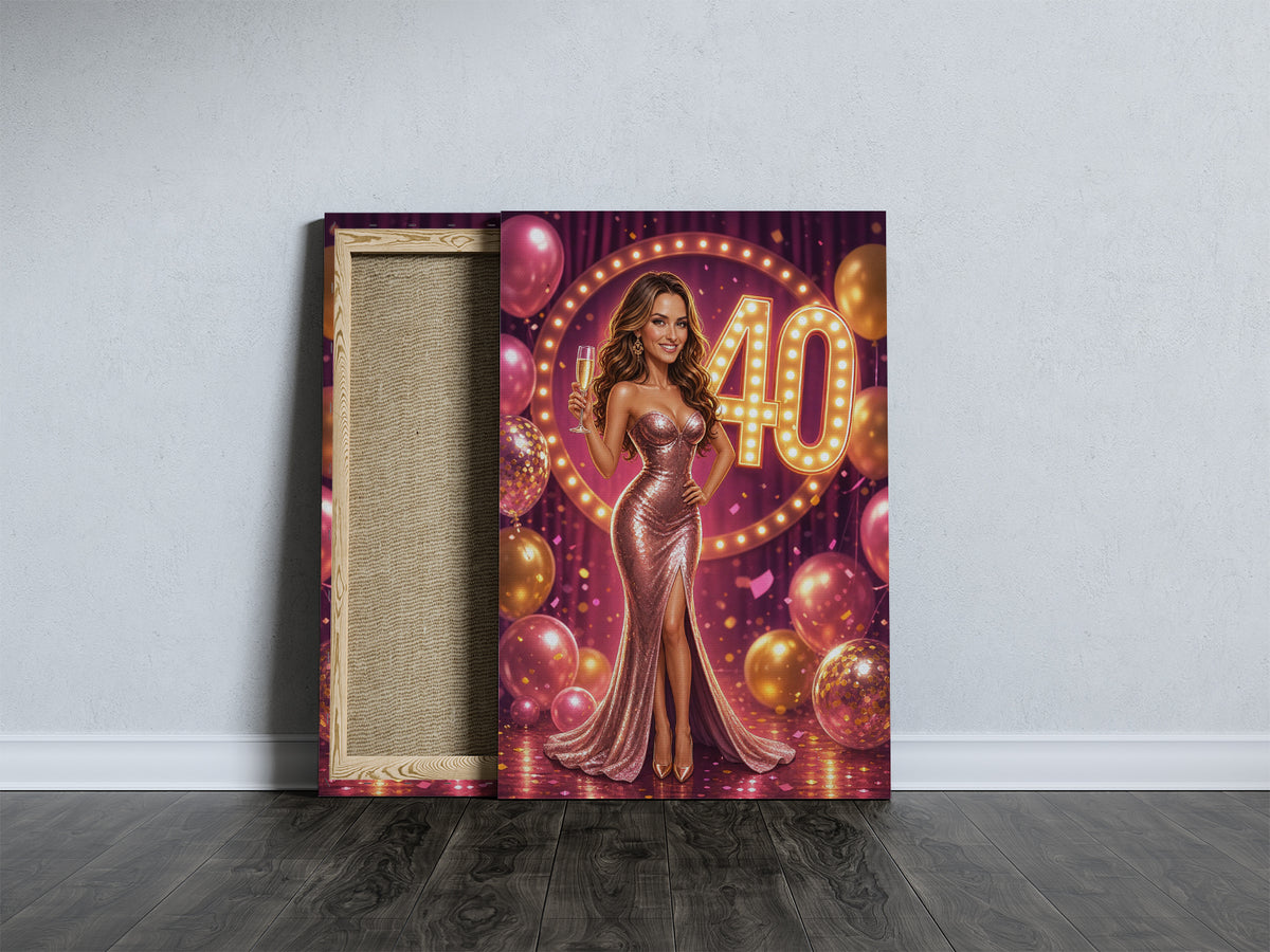 Karykatura na 40. urodziny dla kobiety – glamour ze zdjęcia mockup 5
