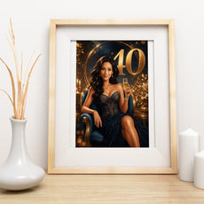 Karykatura na 40 urodziny dla kobiety w stylu glamour mockup 3