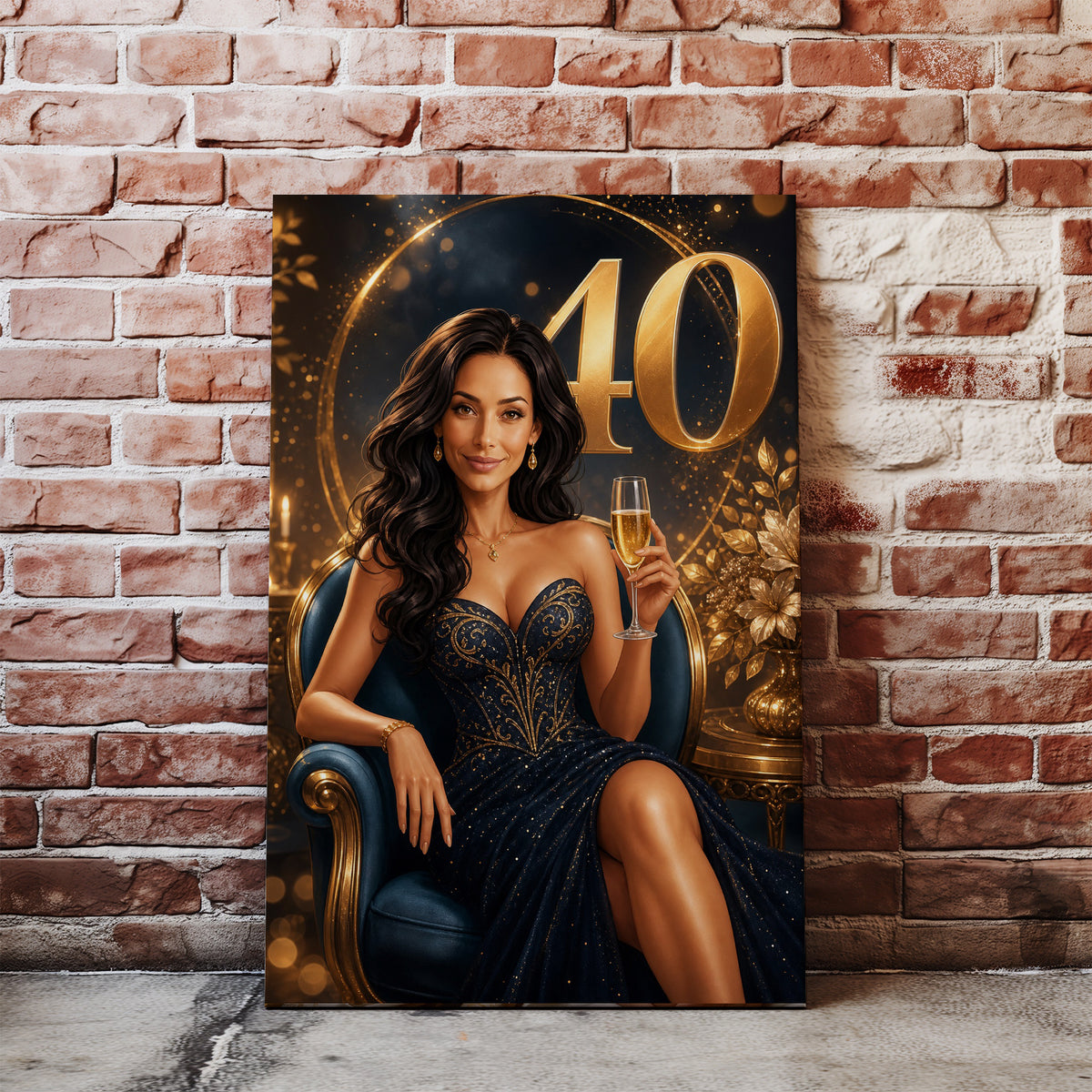 Karykatura na 40 urodziny dla kobiety w stylu glamour mockup 1