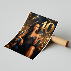 Karykatura na 40 urodziny dla kobiety w stylu glamour mockup 4