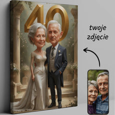 Personalizowana karykatura na 40. rocznicę ślubu na płótnie