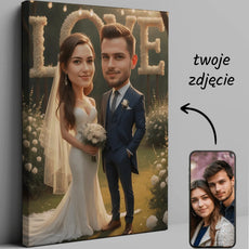 Personalizowana karykatura ślubna na canvas w produkcie Karykatura na ślub