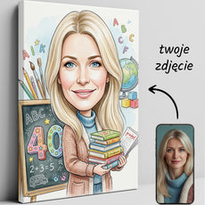 Karykatura nauczycielki klas 1-3 z liczbą 40 - Personalizowany portret glowne