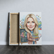 Karykatura nauczycielki klas 1-3 z liczbą 40 - Personalizowany portret mockup 5