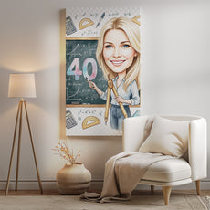 Karykatura nauczycielki matematyki na 40 urodziny - personalizowany mockup 2