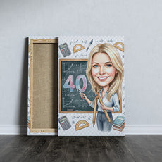 Karykatura nauczycielki matematyki na 40 urodziny - personalizowany mockup 5