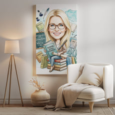 Karykatura nauczycielki polskiego na 40 urodziny – personalizowany mockup 2