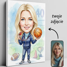 Karykatura nauczycielki WF na 40 urodziny - personalizowany prezent glowne