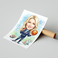 Karykatura nauczycielki WF na 40 urodziny - personalizowany prezent mockup 4