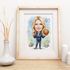 Karykatura nauczycielki WF na 40 urodziny - personalizowany prezent mockup 3