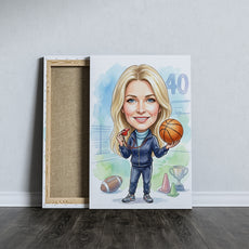 Karykatura nauczycielki WF na 40 urodziny - personalizowany prezent mockup 5