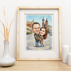 Karykatura pary „Tu, gdzie się poznaliśmy” – Kraków mockup 3