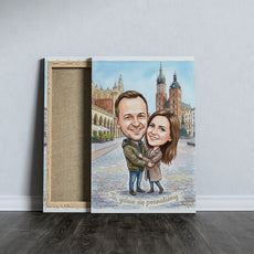 Karykatura pary „Tu, gdzie się poznaliśmy” – Kraków mockup 5