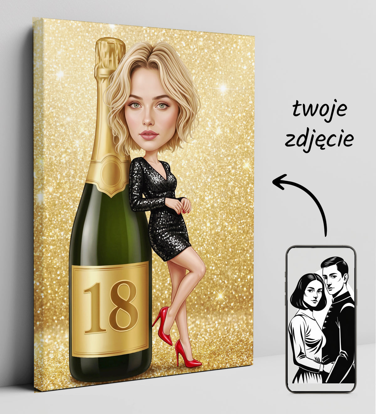 Karykatura personalizowana na 18 urodziny ze zdjęcia glowne