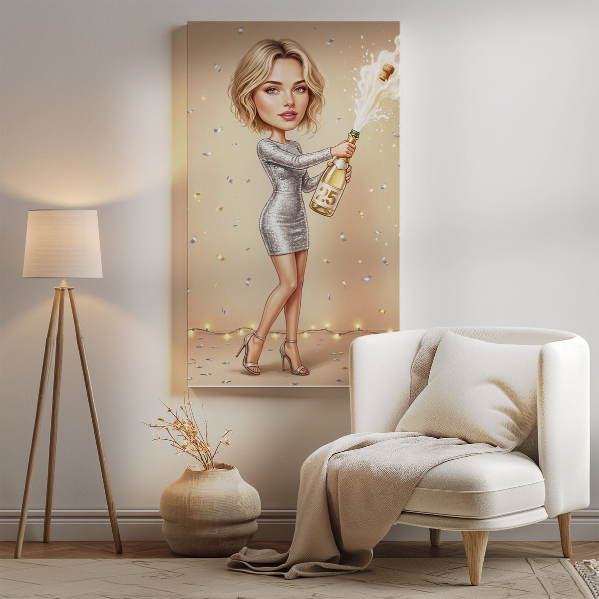 Karykatura personalizowana na 25 urodziny ze zdjęcia mockup 1