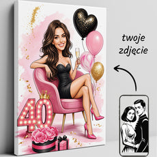 Karykatura personalizowana na 40 urodziny dla kobiety mockup 1