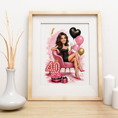 Karykatura personalizowana na 40 urodziny dla kobiety mockup 9