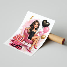 Karykatura personalizowana na 40 urodziny dla kobiety mockup 10