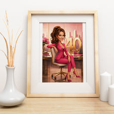 Karykatura personalizowana na 40 urodziny dla kobiety mockup 5