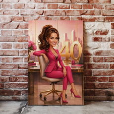 Karykatura personalizowana na 40 urodziny dla kobiety mockup 2