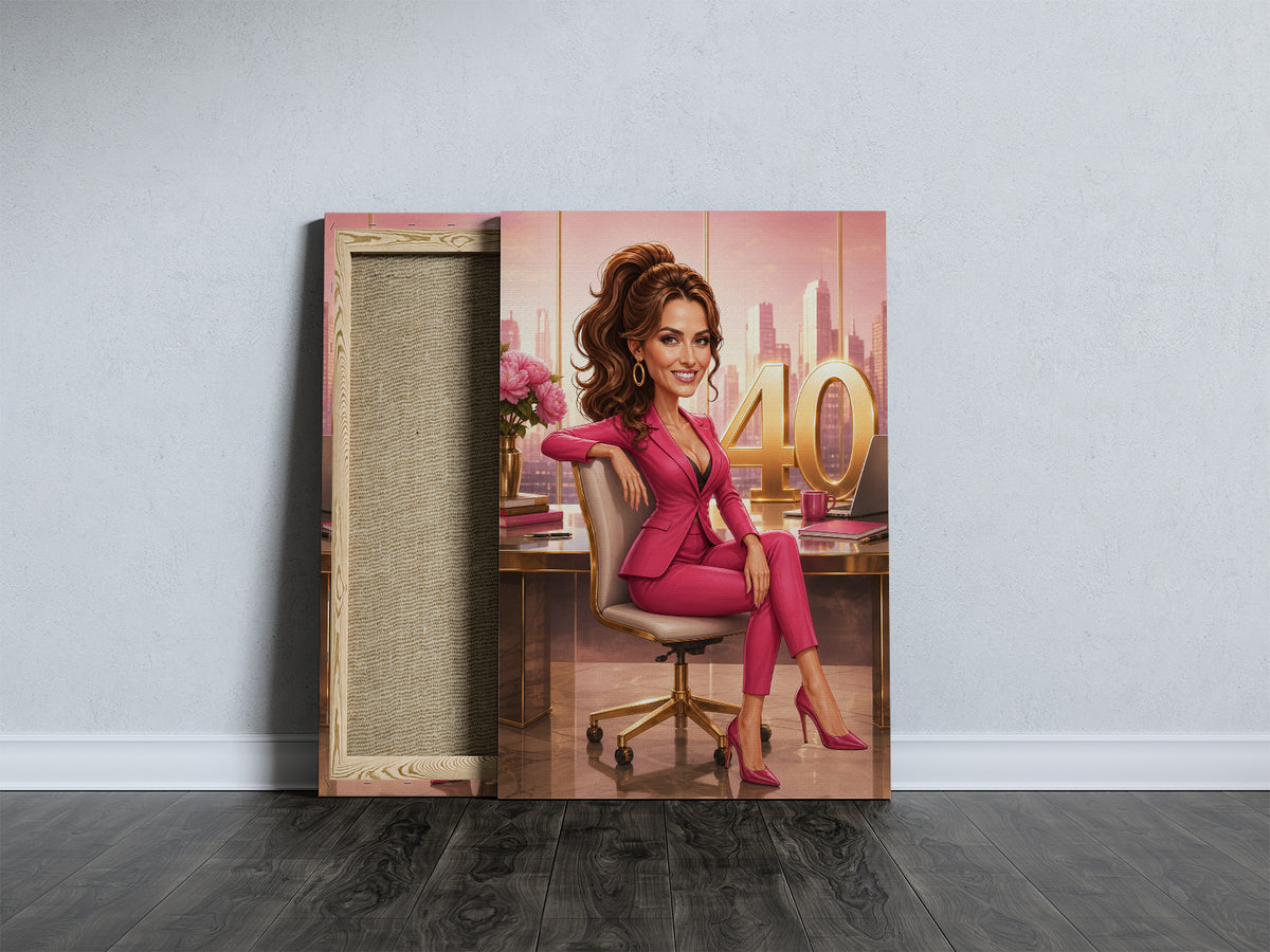 Karykatura personalizowana na 40 urodziny dla kobiety mockup 7