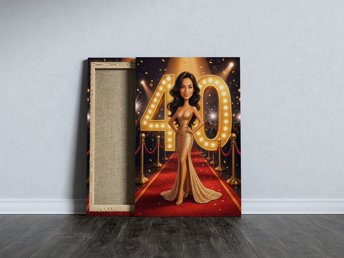 Karykatura personalizowana na 40 urodziny glamour mockup 5
