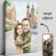 Karykatura personalizowana pary – Kraków Rynek Główny glowne