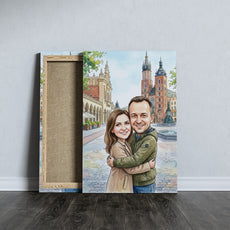 Karykatura personalizowana pary – Kraków Rynek Główny mockup 5